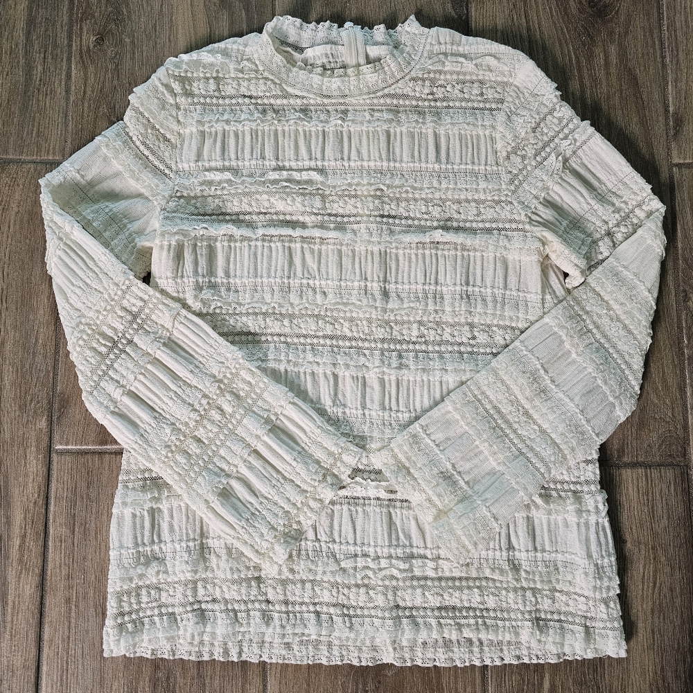 By Timo Long Sleeve White Lace Spring Summer Top